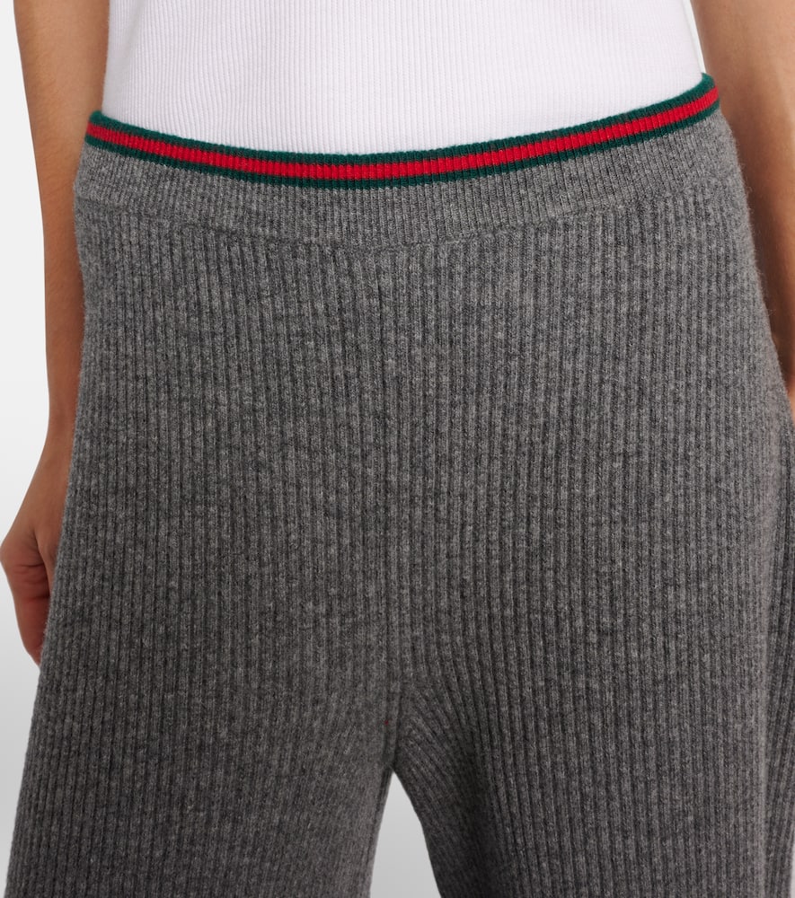 Gucci Womens Dusty Dark Grey Mc Ribbed Straight-leg Wool Knit Trousers In Gray