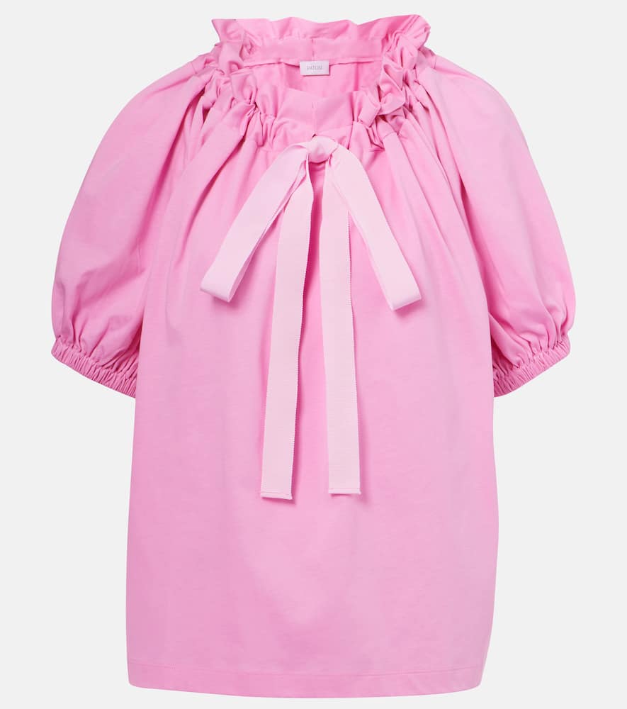 Patou Off-shoulder Cotton Jersey Top In Pink