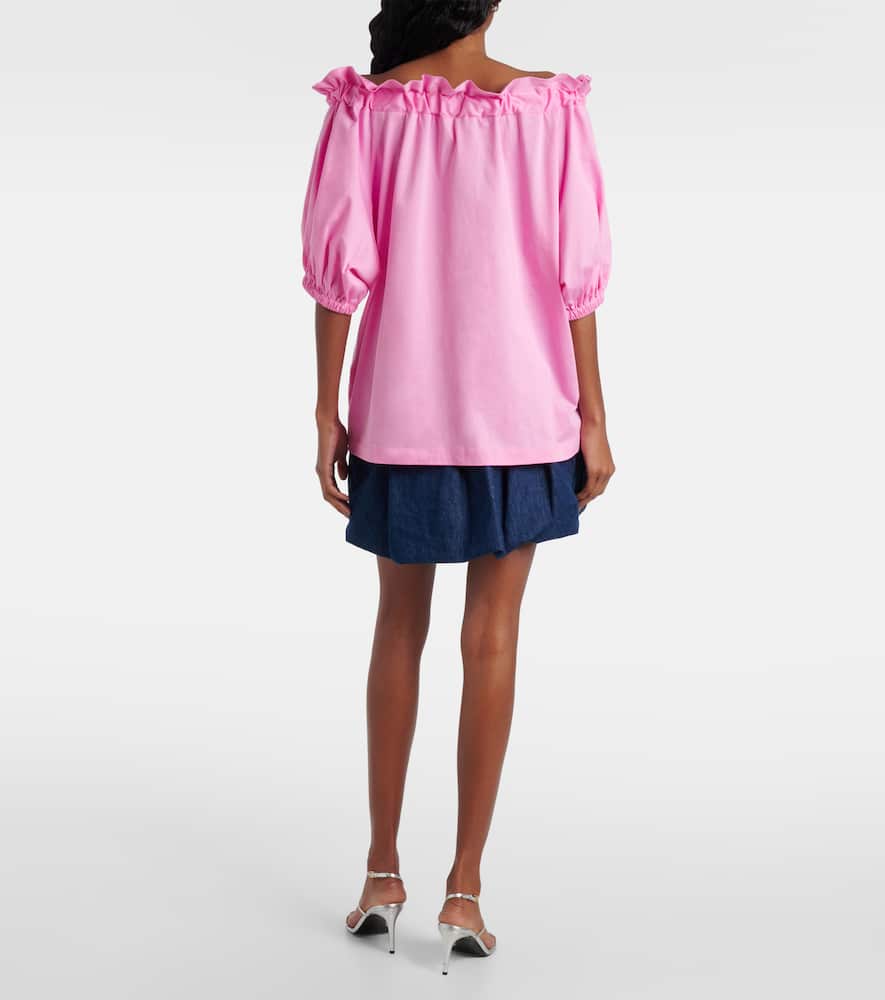 Patou Off-shoulder Cotton Jersey Top In Pink