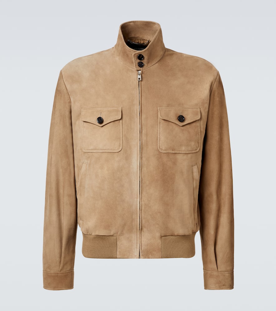 Dolce & Gabbana Suede Bomber Jacket In Orange