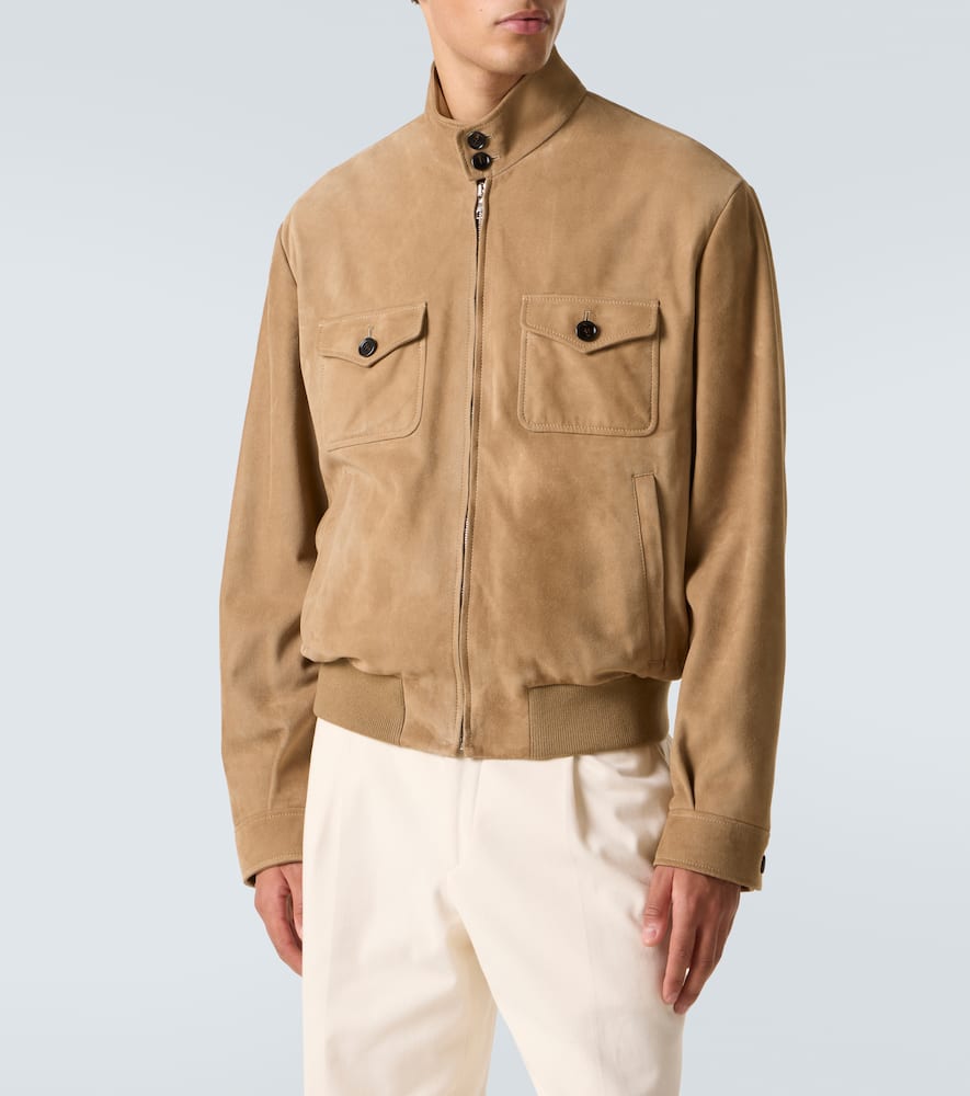 Dolce & Gabbana Suede Bomber Jacket In Orange