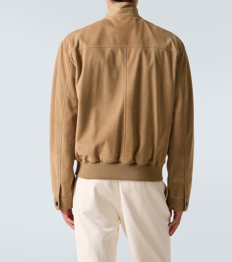 Dolce & Gabbana Suede Bomber Jacket In Orange