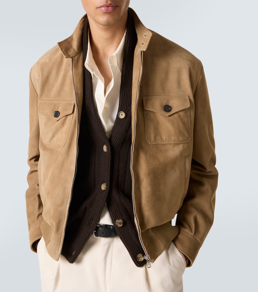 Dolce & Gabbana Suede Bomber Jacket In Orange