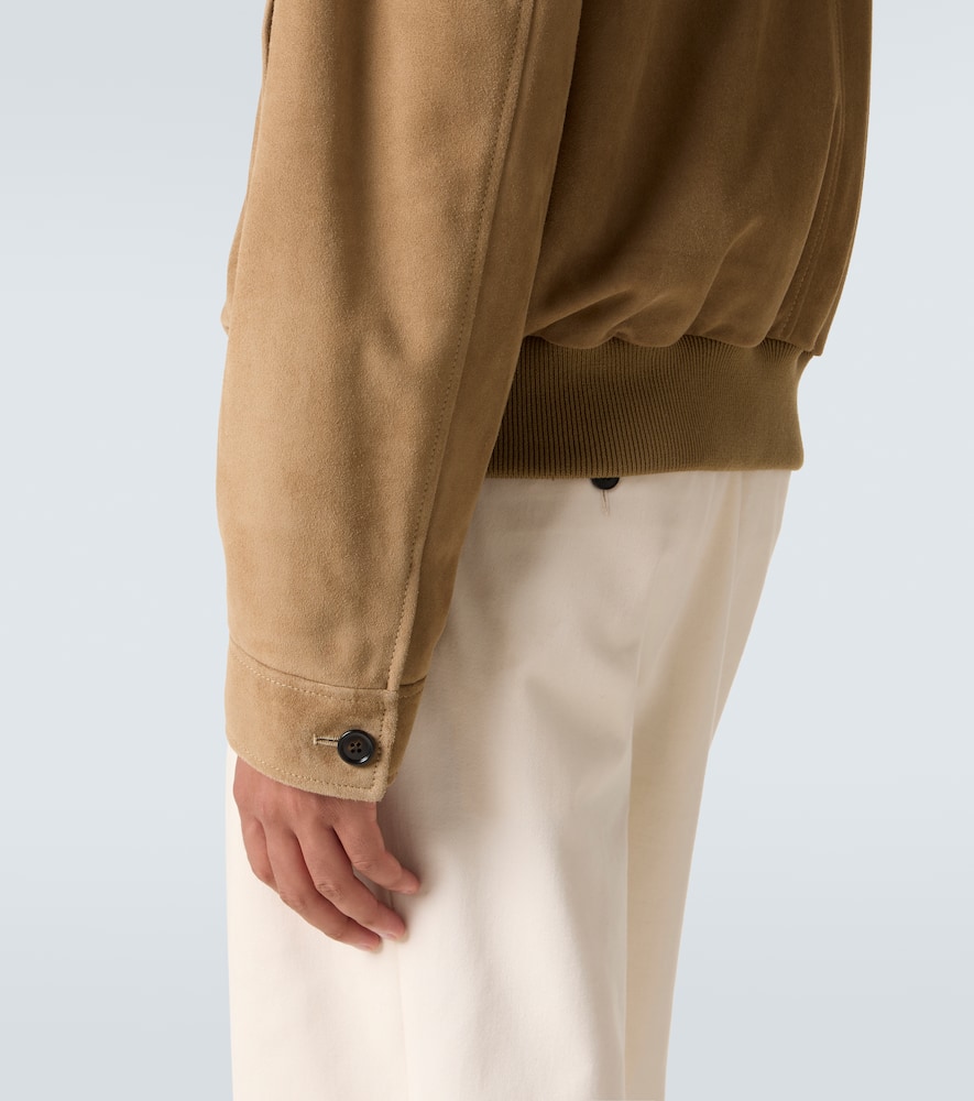 Dolce & Gabbana Suede Bomber Jacket In Orange