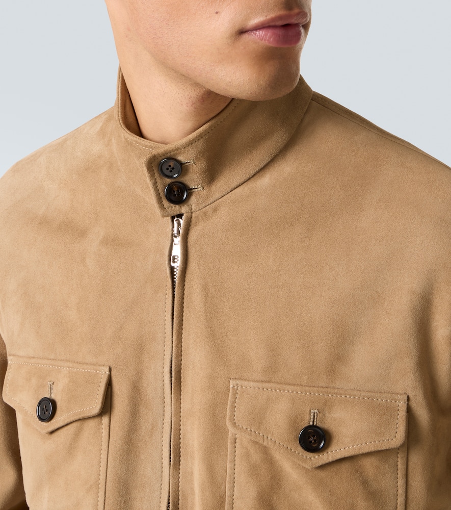 Dolce & Gabbana Suede Bomber Jacket In Orange