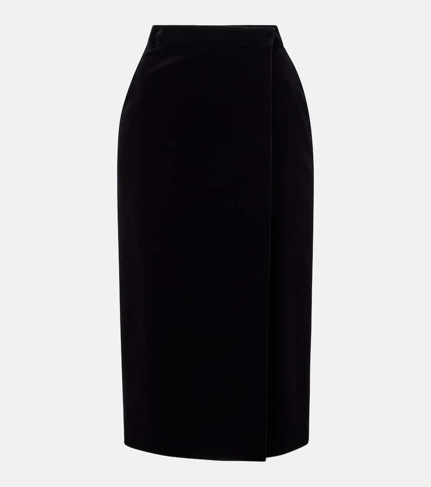 Saint Laurent Cotton Velvet Pencil Skirt In Black