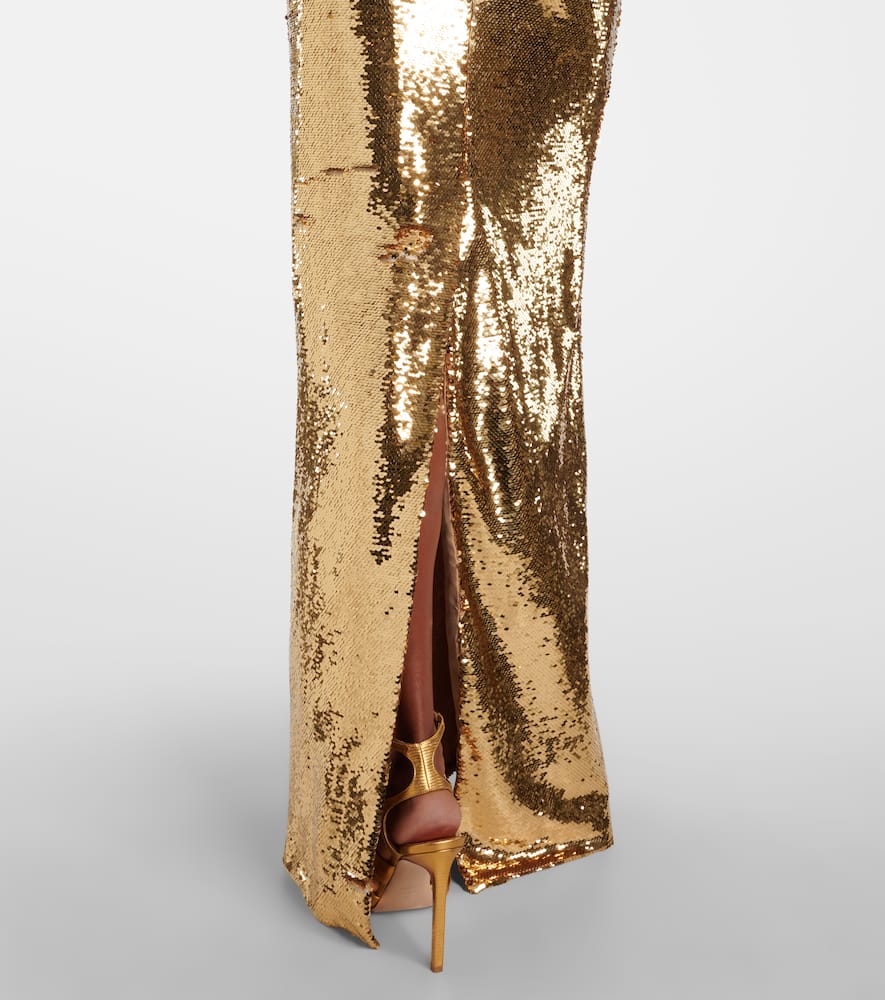Monique Lhuillier Sequined Gown In Gold