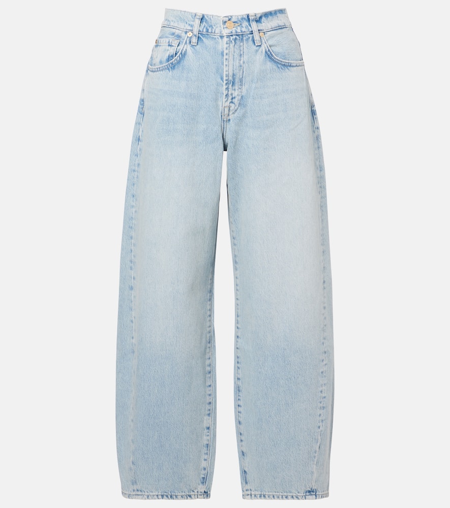 7 For All Mankind Twisted Bonnie Mid-rise Barrel Jeans In Blue