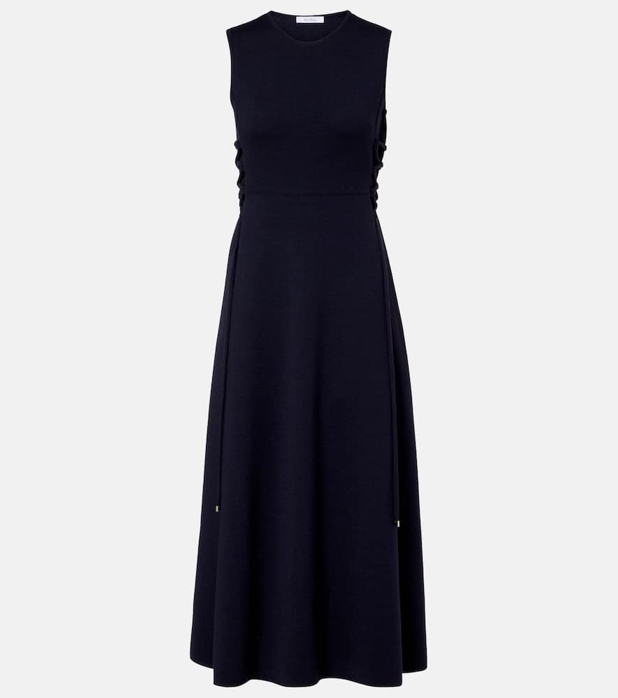 Max Mara Delfi Virgin Wool Midi Dress In Animal Print