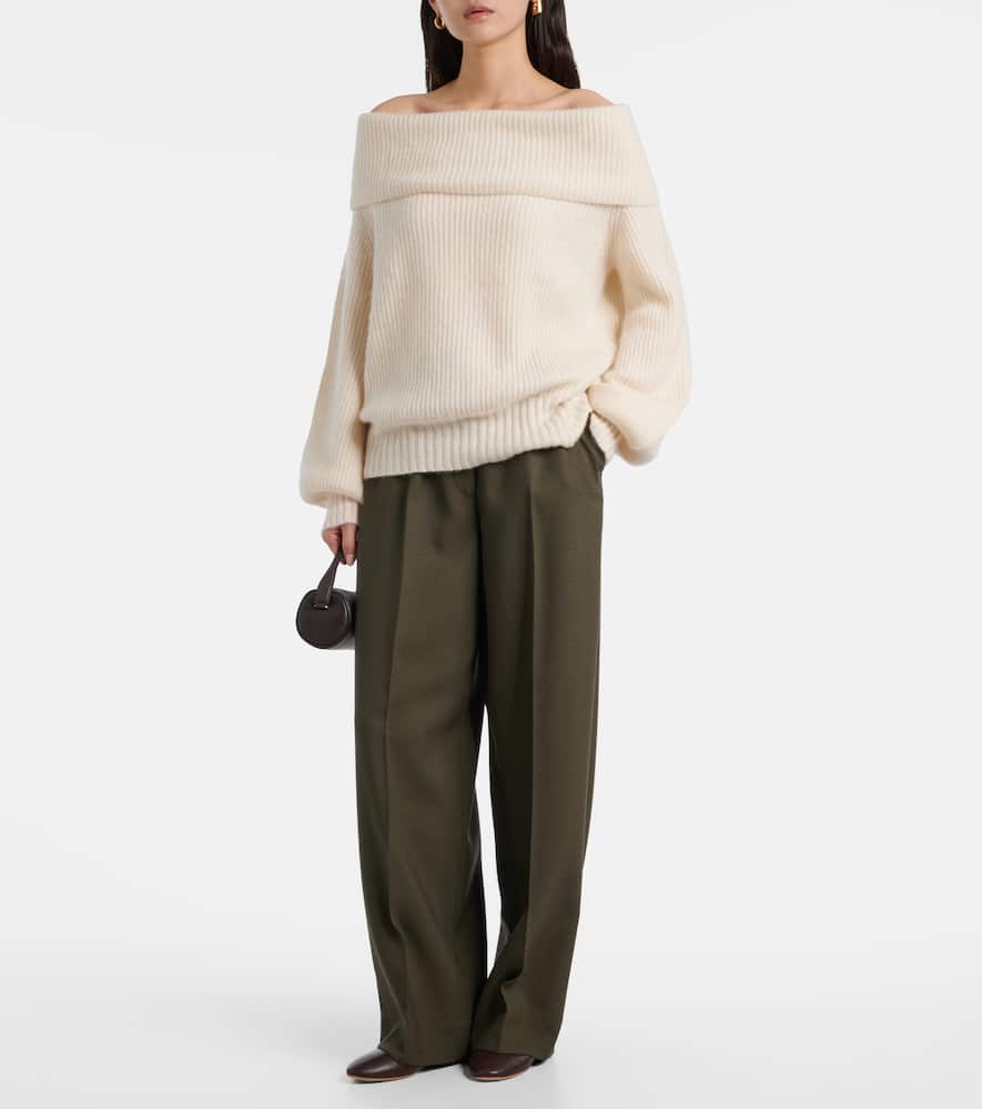 Jardin Des Orangers Off-shoulder Cashmere And Silk Sweater In White