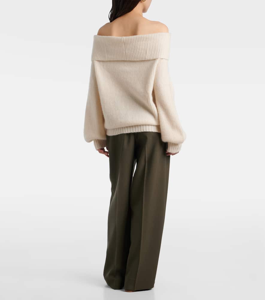 Jardin Des Orangers Off-shoulder Cashmere And Silk Sweater In White