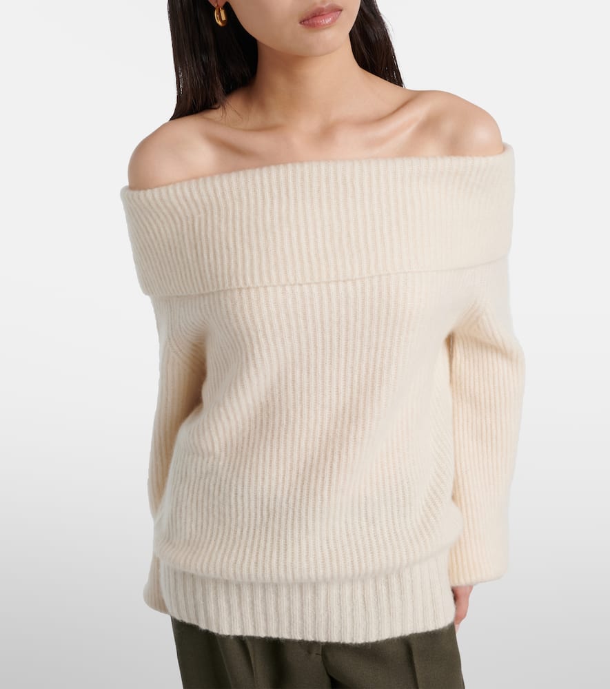 Jardin Des Orangers Off-shoulder Cashmere And Silk Sweater In White