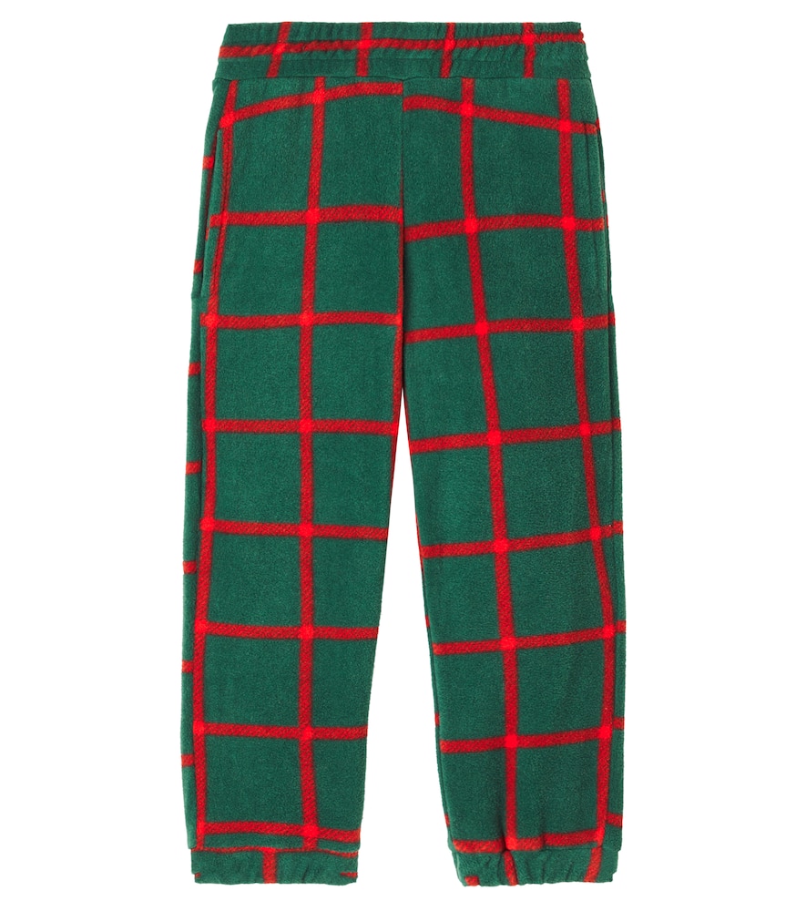 Mini Rodini Kids' Checked Fleece Sweatpants In Green