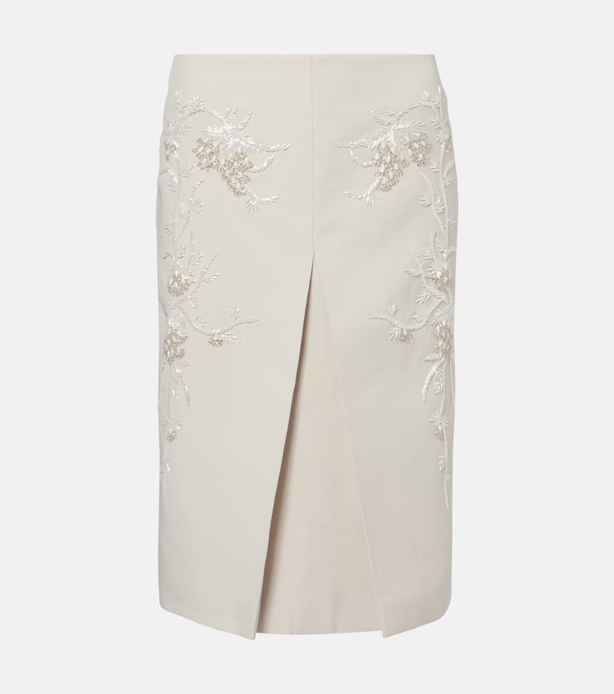 Jacques Wei Embellished Low-rise Cotton-blend Midi Skirt In Neutral