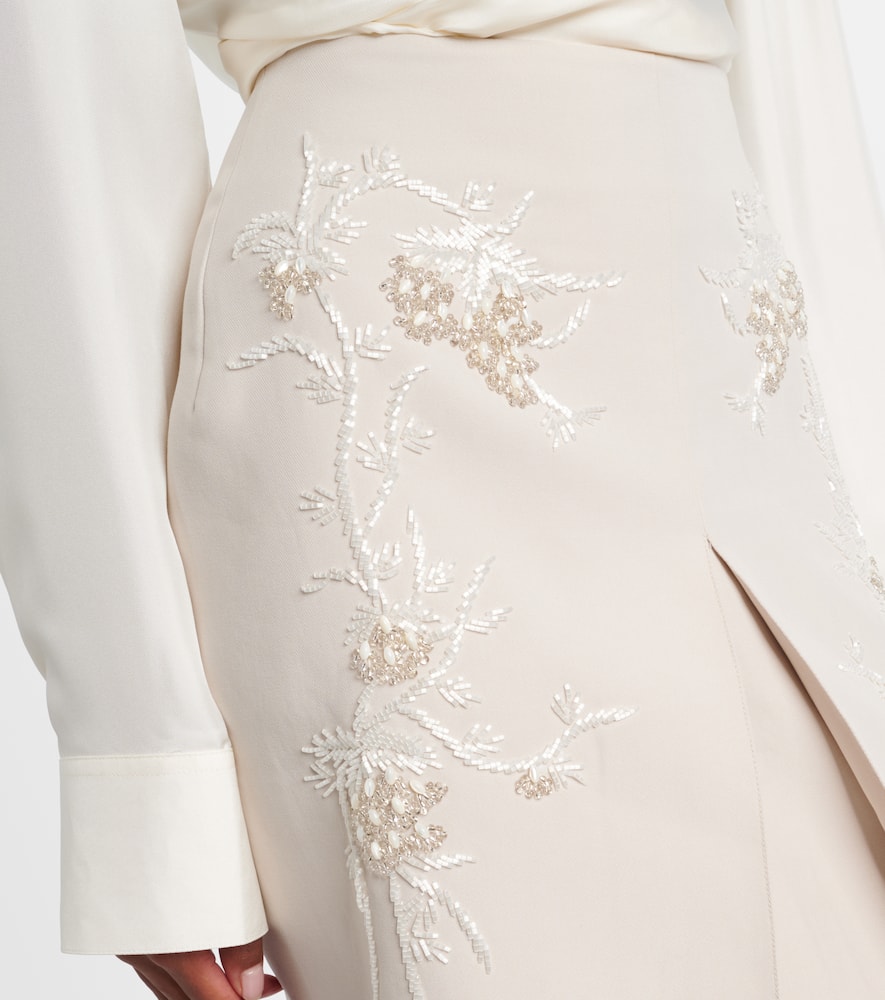 Jacques Wei Embellished Low-rise Cotton-blend Midi Skirt In Neutral