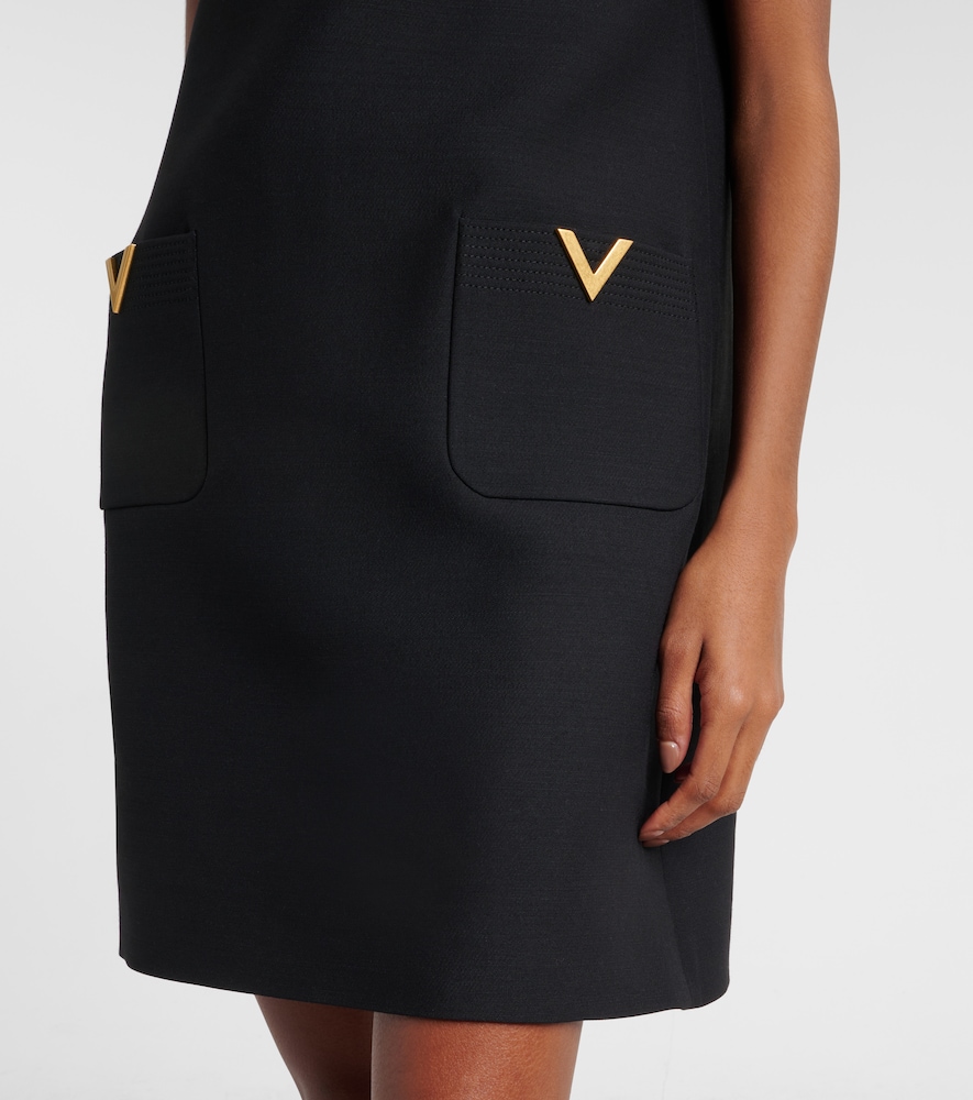 Valentino Silk And Wool Blend Short Sleeve Dress In Black