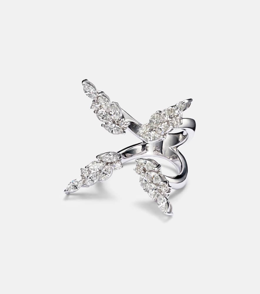 Yeprem Y-not 18kt White Gold Ring With Diamonds In Silver