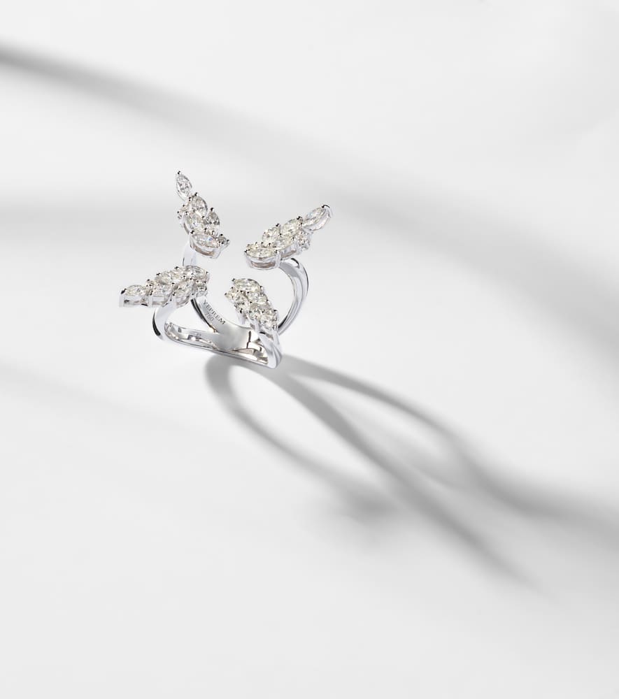 Yeprem Y-not 18kt White Gold Ring With Diamonds In Silver