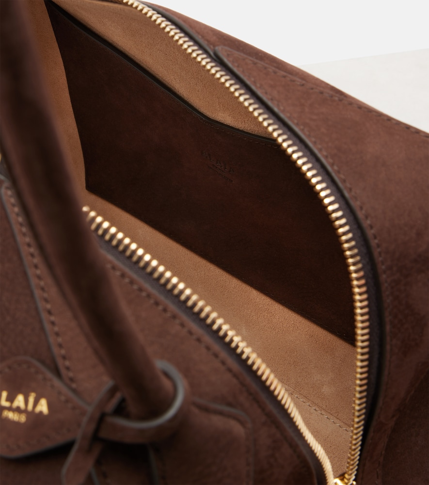 Alaïa Le Bouledogue Bowling Shoulder Bag In Nubuck Leather In Brown