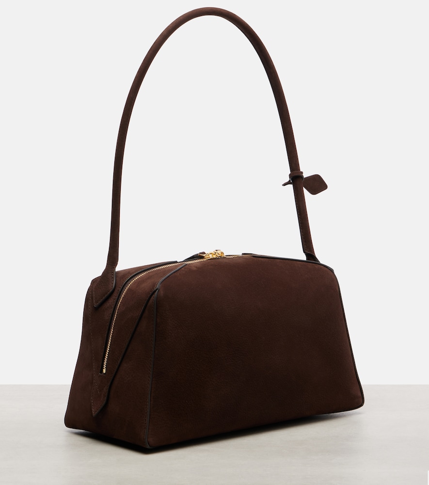 Alaïa Le Bouledogue Bowling Shoulder Bag In Nubuck Leather In Brown