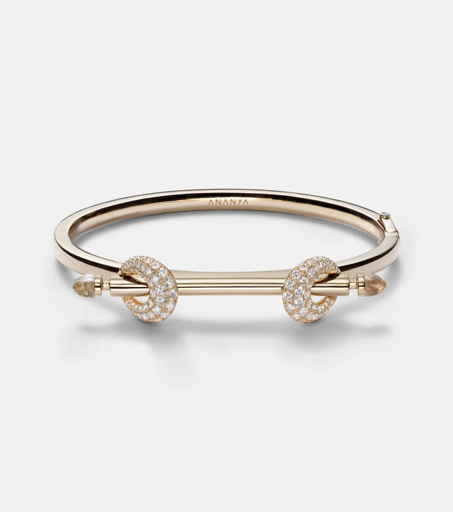 Ananya Chakra Icon 18kt Gold Bracelet With Diamonds And Quartz In Gold