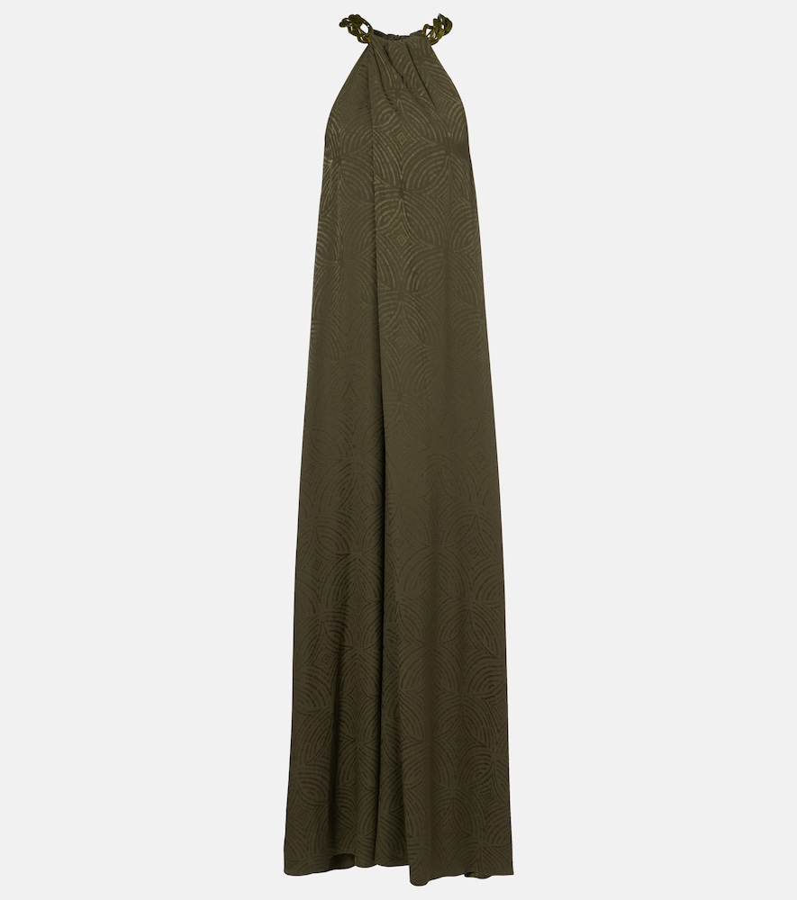 Joseph Parc Printed Silk Maxi Dress In Green