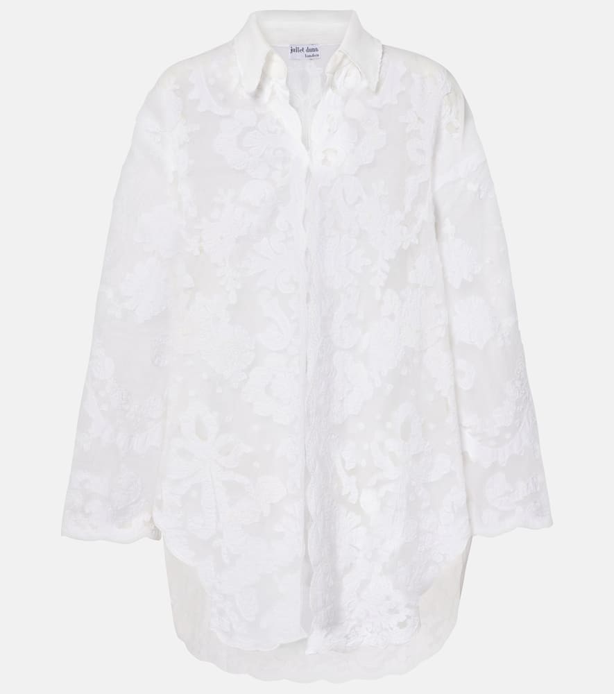 Juliet Dunn Embroidered Cotton Shirt In White