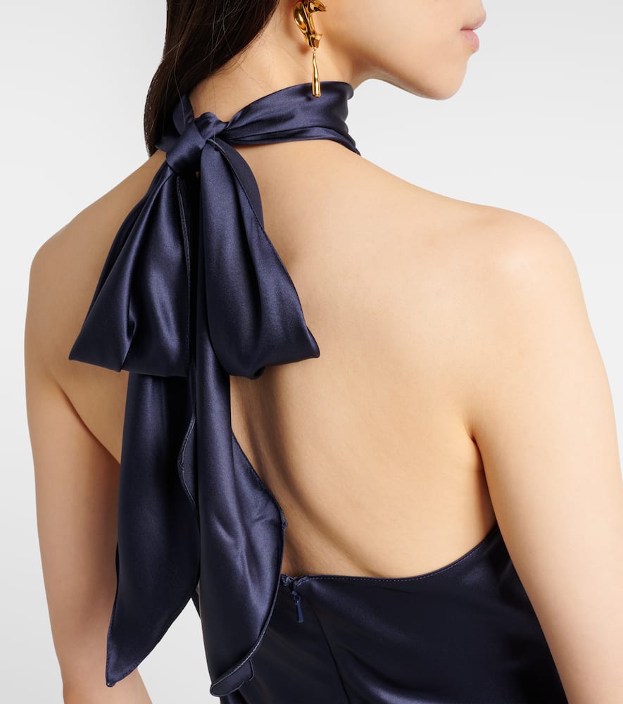 Ralph Lauren Chilton Silk-blend Charmeuse Top In Blue