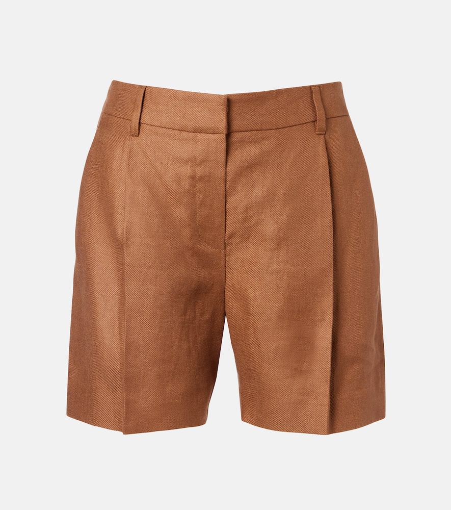 Brunello Cucinelli Mid-rise Linen Bermuda Shorts In Brown