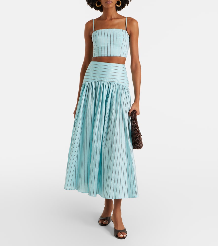  Staud Staud Federico Striped Cotton-blend Crop Top 
