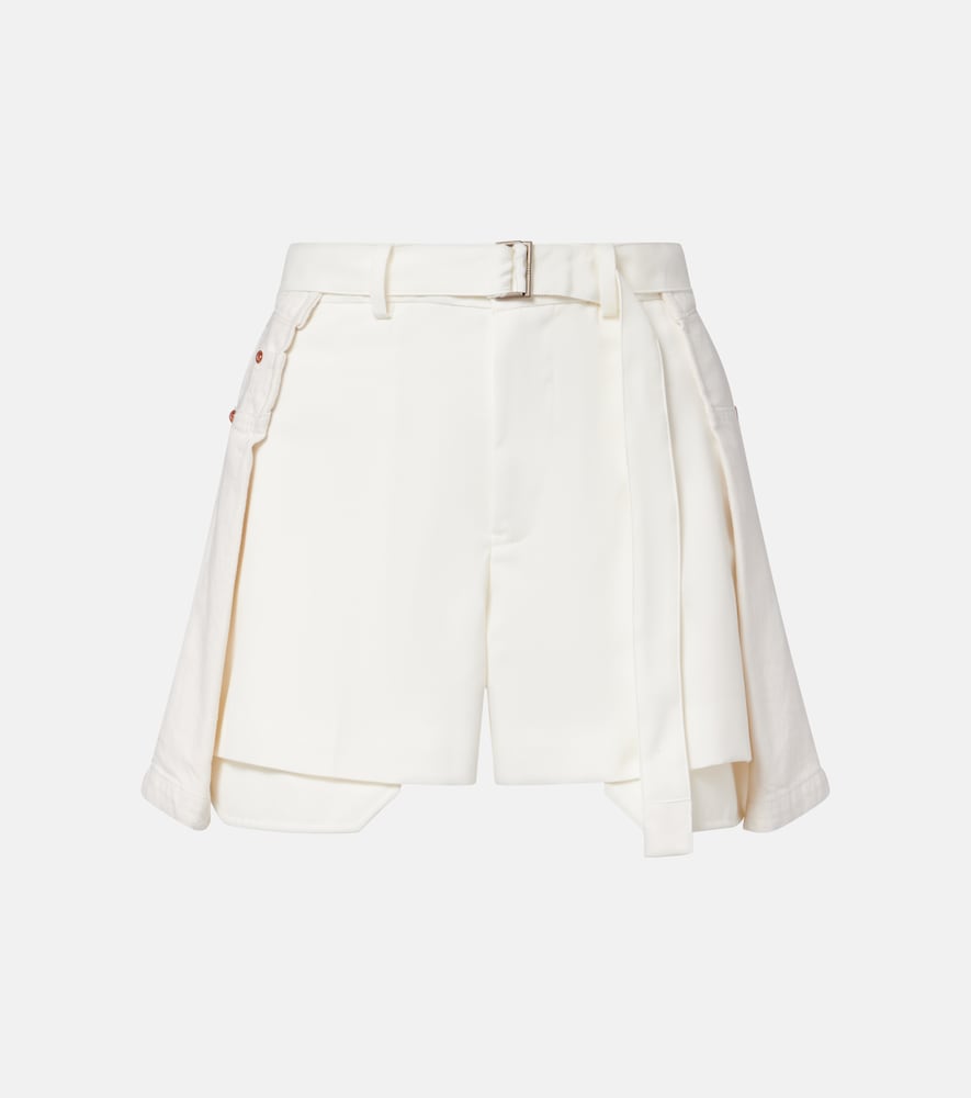 Sacai Paneled denim shorts