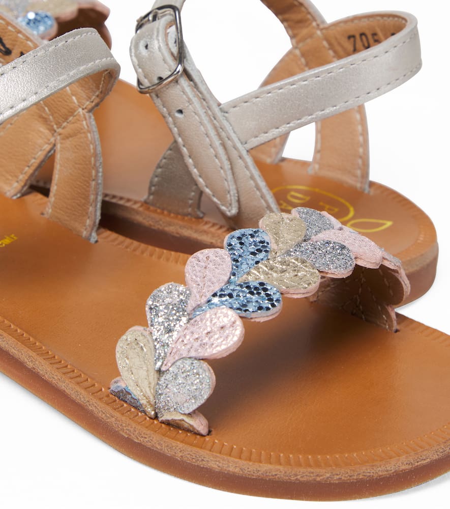 Pom D'api Plagette Ferns Embellished Leather Sandals In Multi