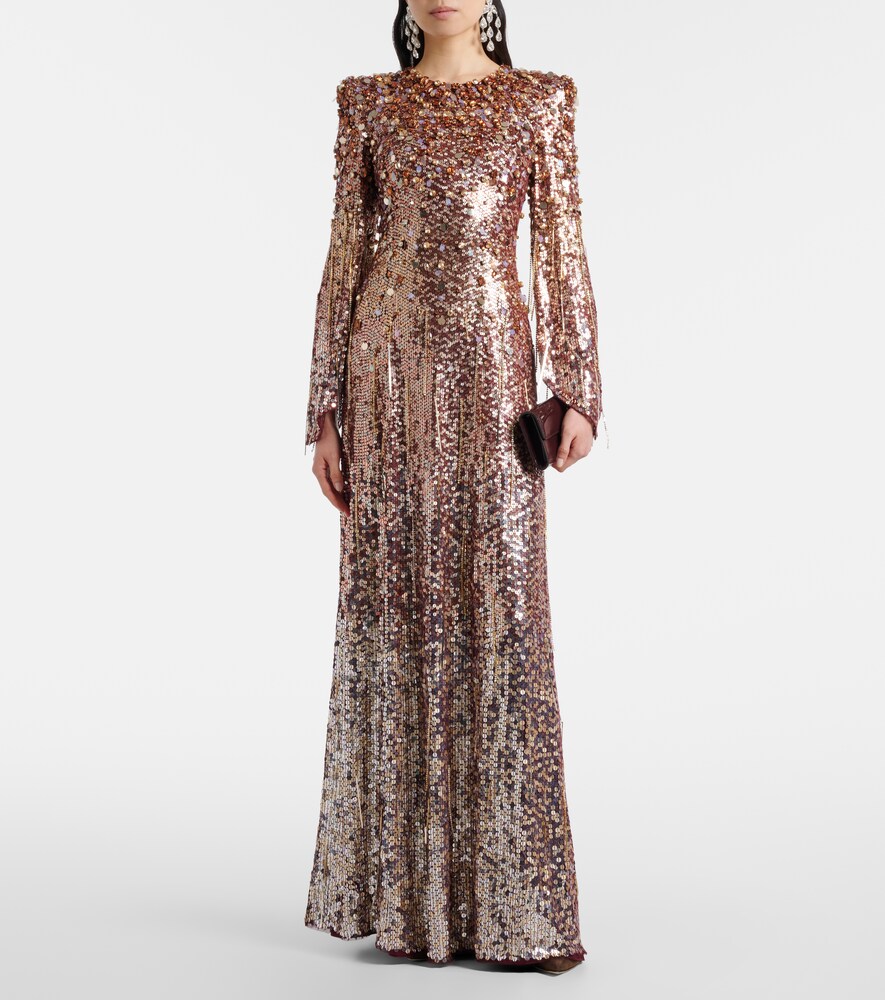 Jenny Packham Phara embellished fringed gown