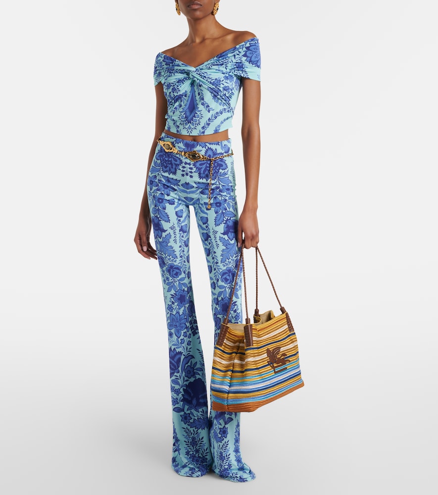 Etro Printed jersey flared leggings
