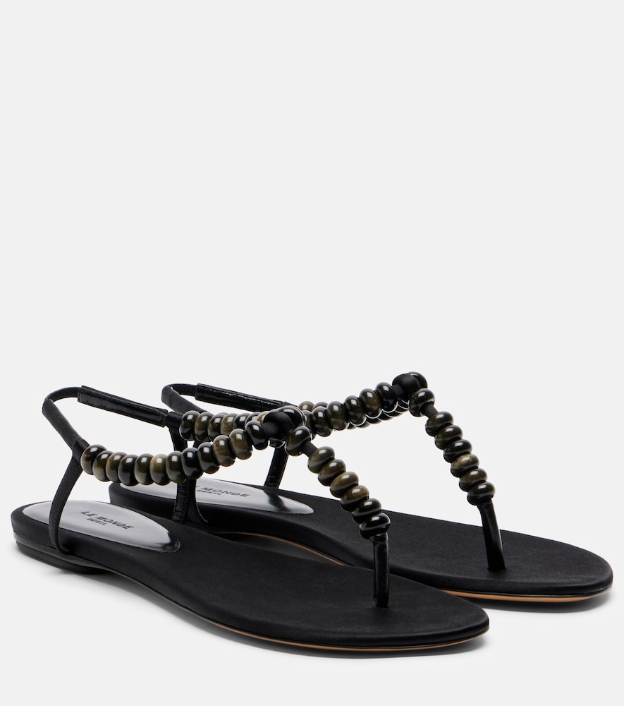 Le Monde Beryl Le Monde Béryl Beaded satin thong sandals