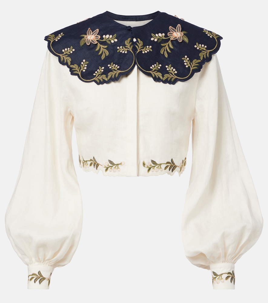 Blusa Cumbre in lino con ricamo