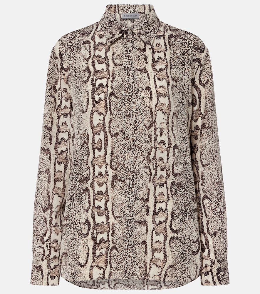 Balenciaga Women's White Snake-Print Silk Shirt UK Size 18 - Mytheresa