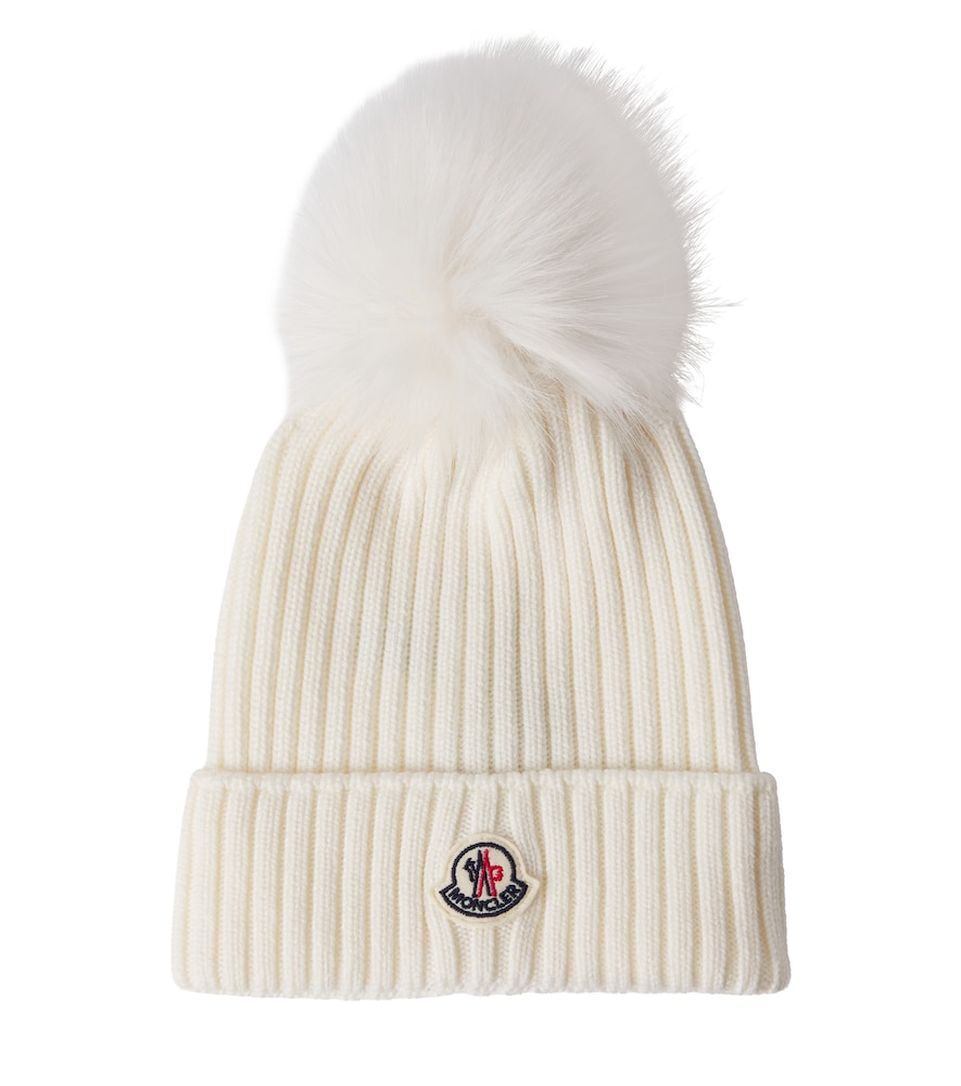 Moncler Enfant White Logo Ribbed-Knit Virgin Wool Beanie - Mytheresa