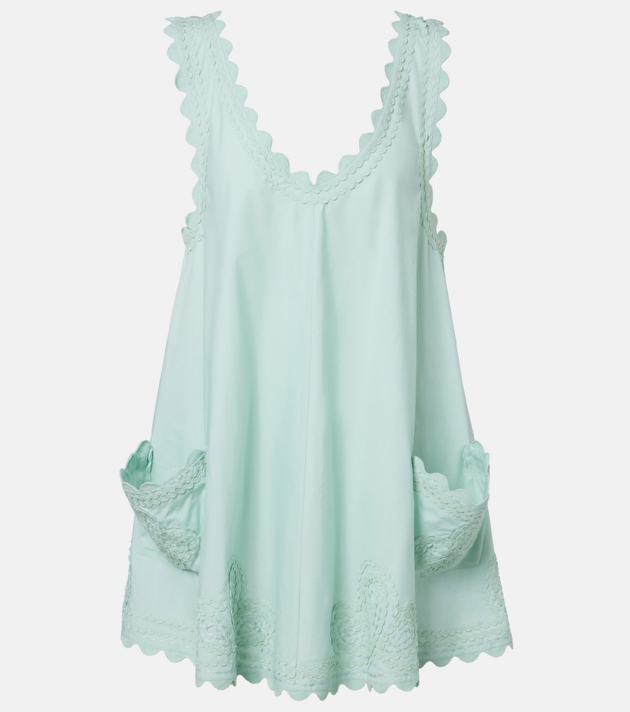 Juliet Dunn Embroidered scalloped cotton poplin minidress | Thumbnail 6