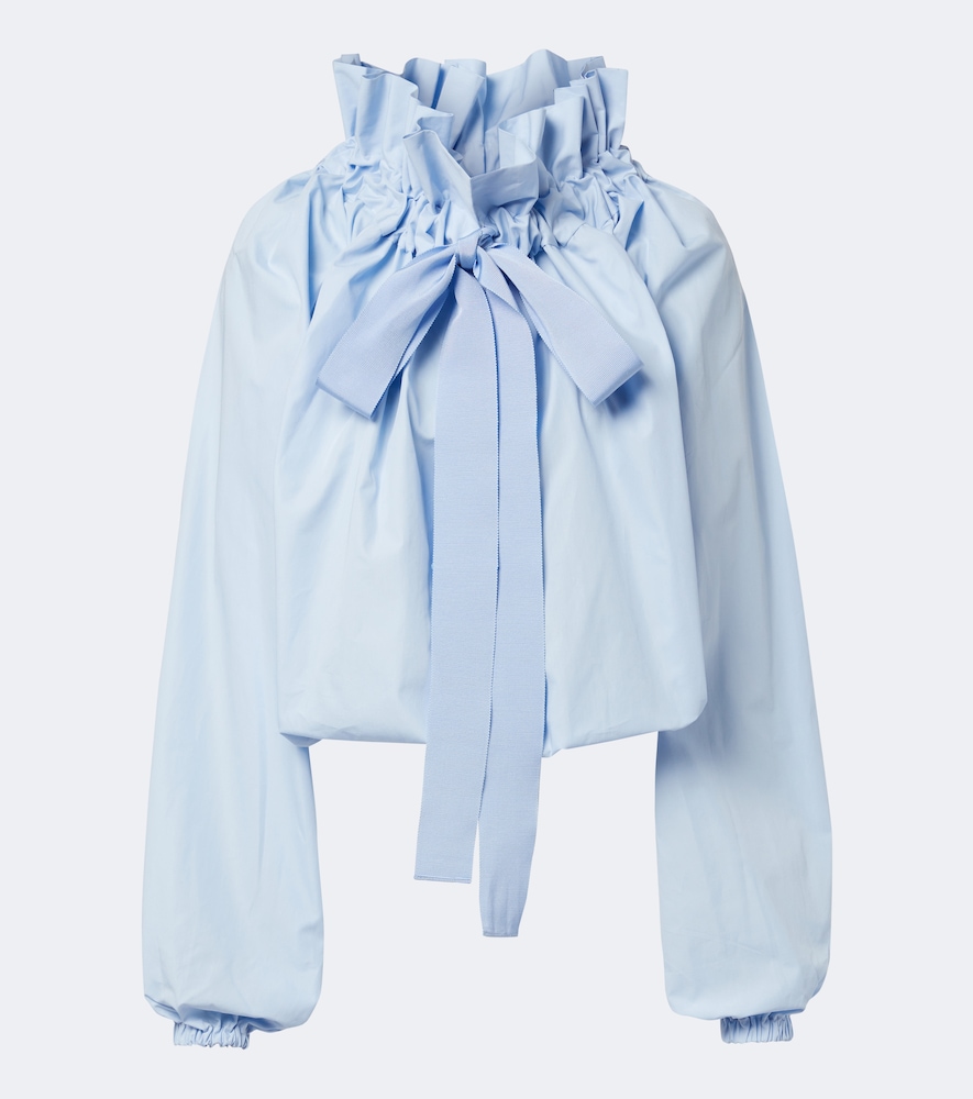 Blusa in popeline di cotone con fiocco