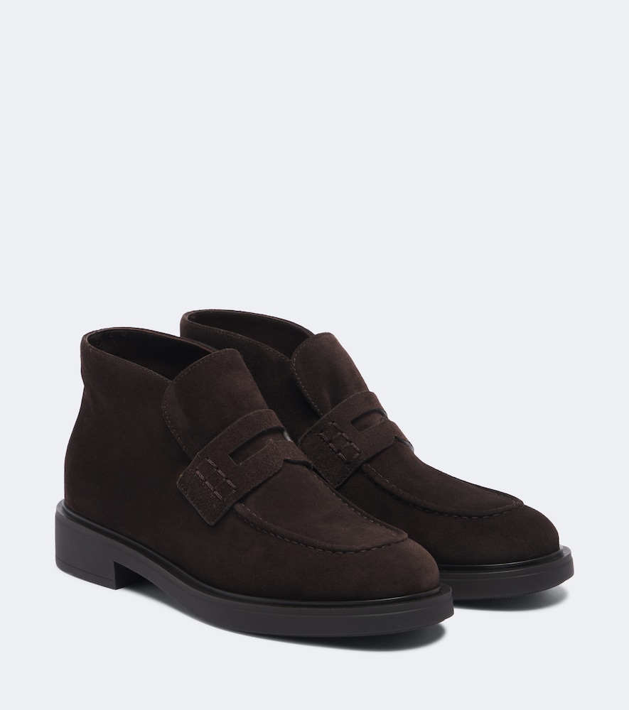 Ankle Boots Brogue aus Veloursleder