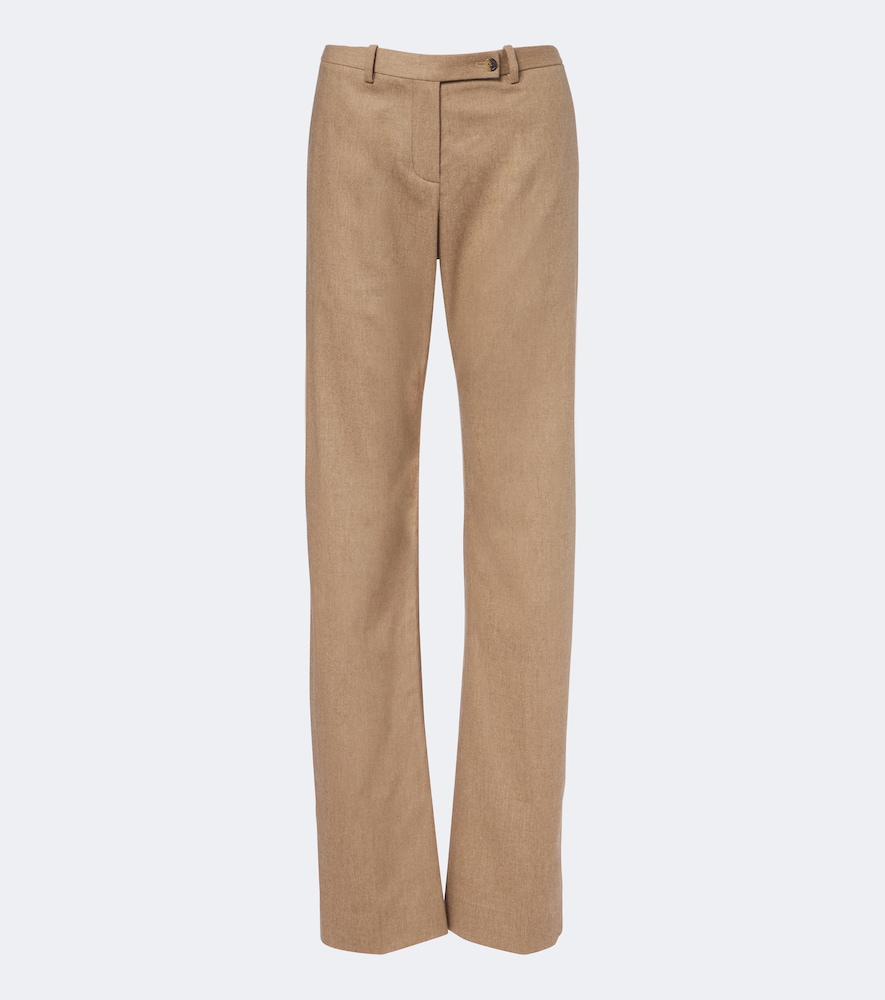 Khaite Hunter Wool And Cashmere Straight Pants In Beige