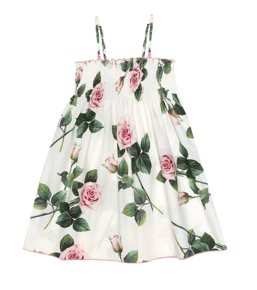 Click to view more detailed imagery on our partner's website Dolce & Gabbana Kids' Girl's Tropical Rose Shirred Dress In White