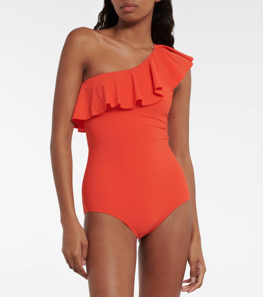 Shop Isabel Marant Sicilya One-shoulder Swimsuit In Orange