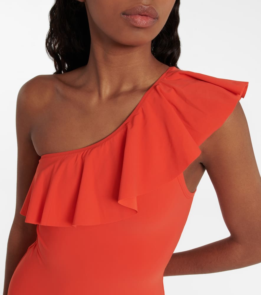 Shop Isabel Marant Sicilya One-shoulder Swimsuit In Orange