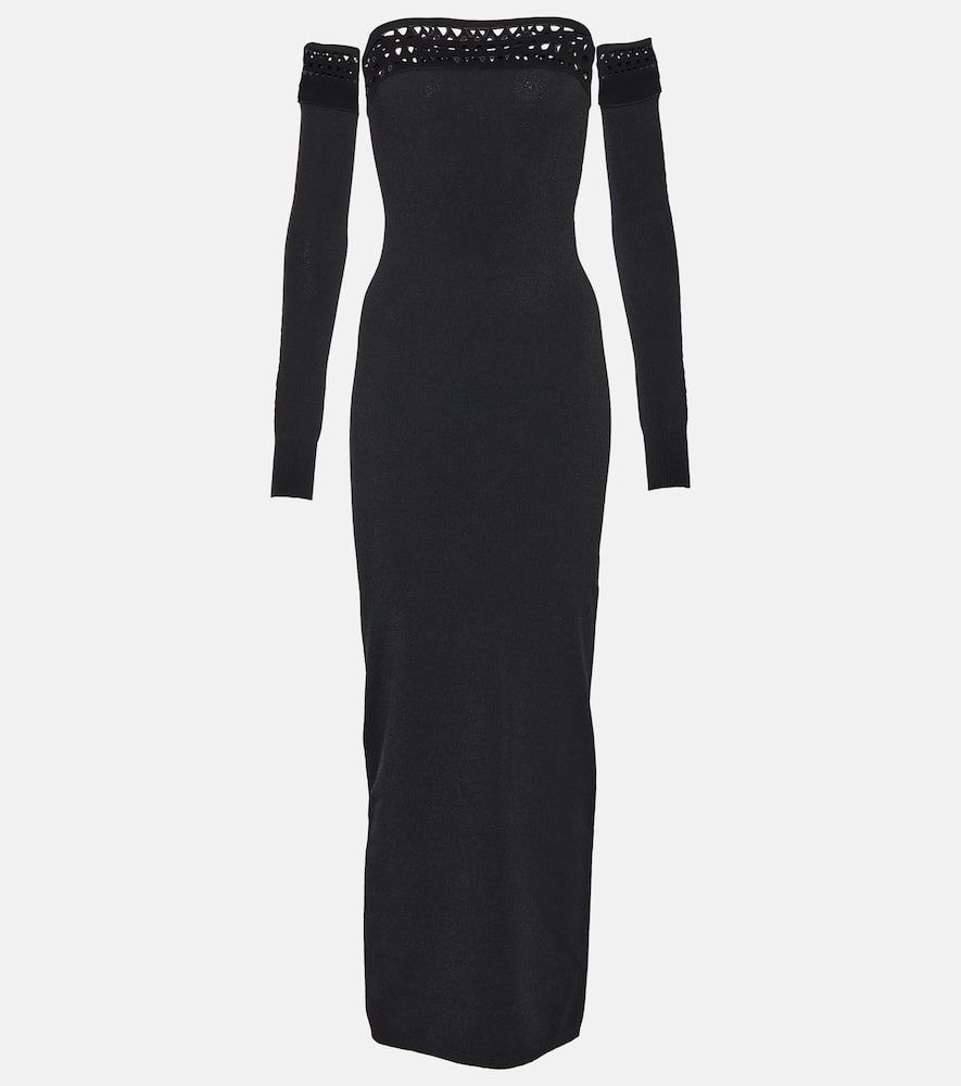 Shop Alaïa Vienne Off-shoulder Maxi Dress In Black