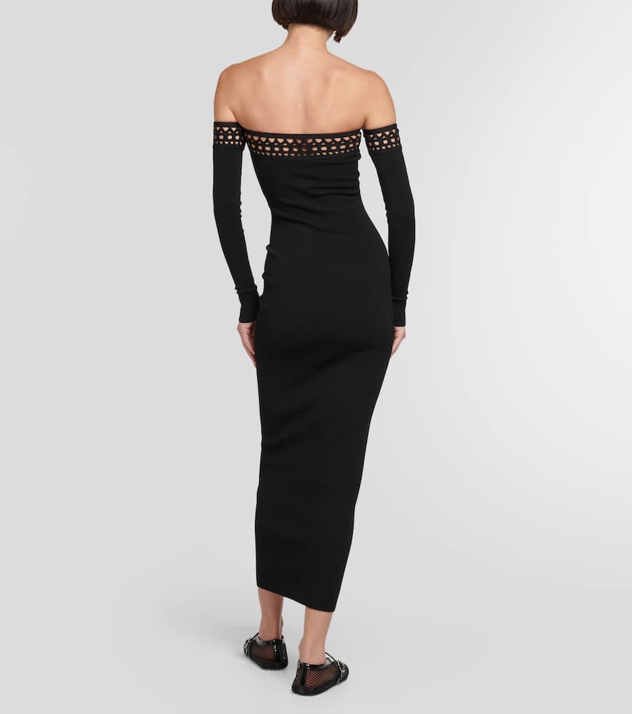 Shop Alaïa Vienne Off-shoulder Maxi Dress In Black