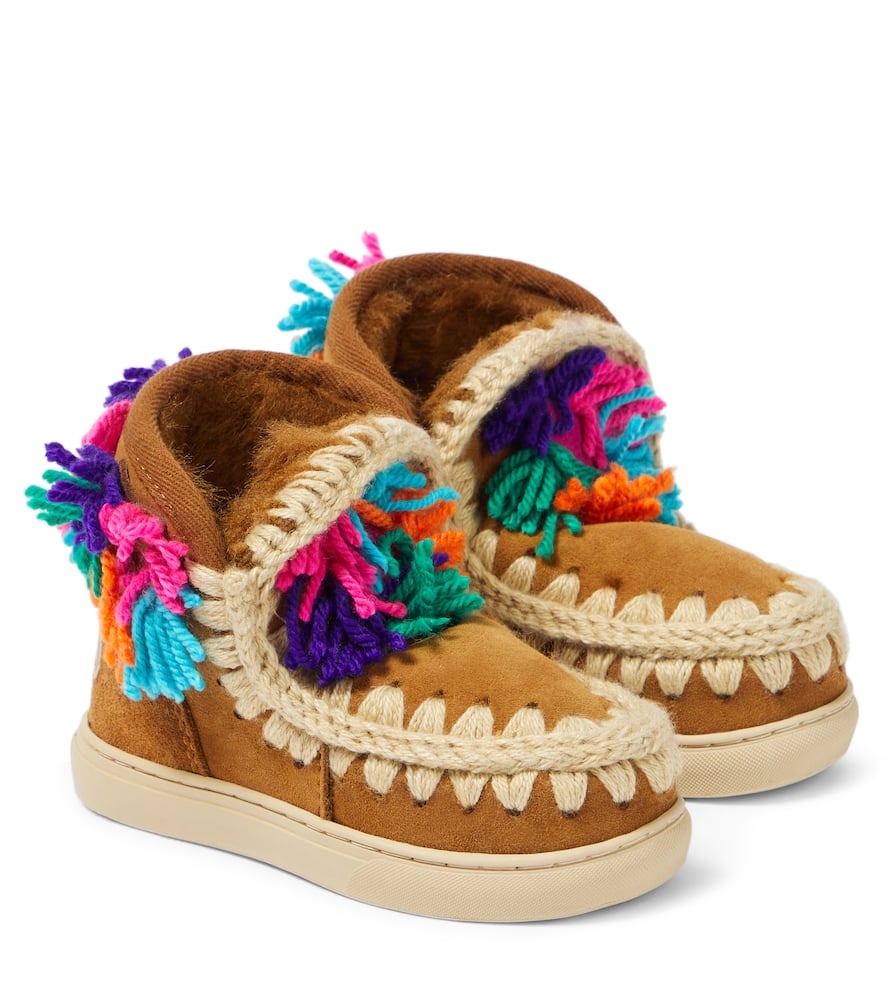 Mou Kids Appliqué suede sneakers