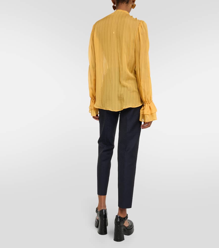 Etro Ruffled Silk Blouse In Yellow