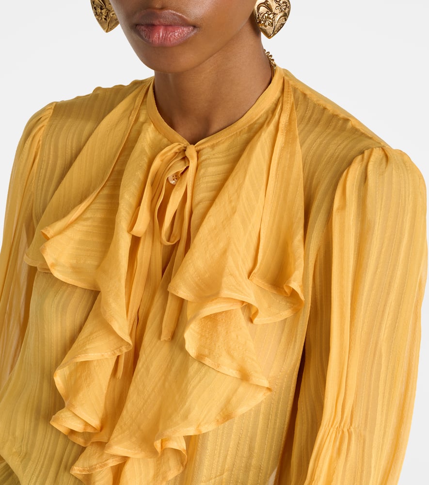 Etro Ruffled Silk Blouse In Yellow
